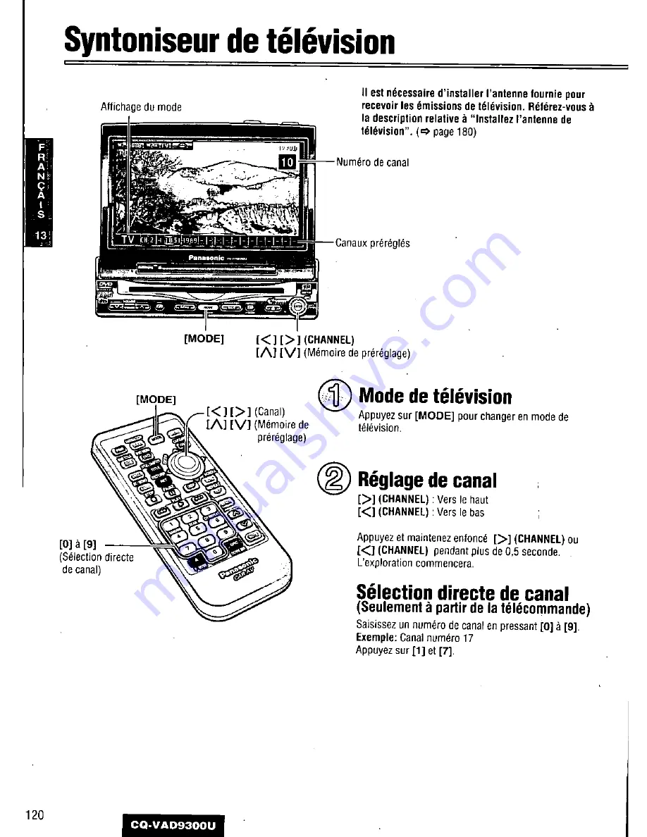 Panasonic CQ-VAD9300U Скачать руководство пользователя страница 120