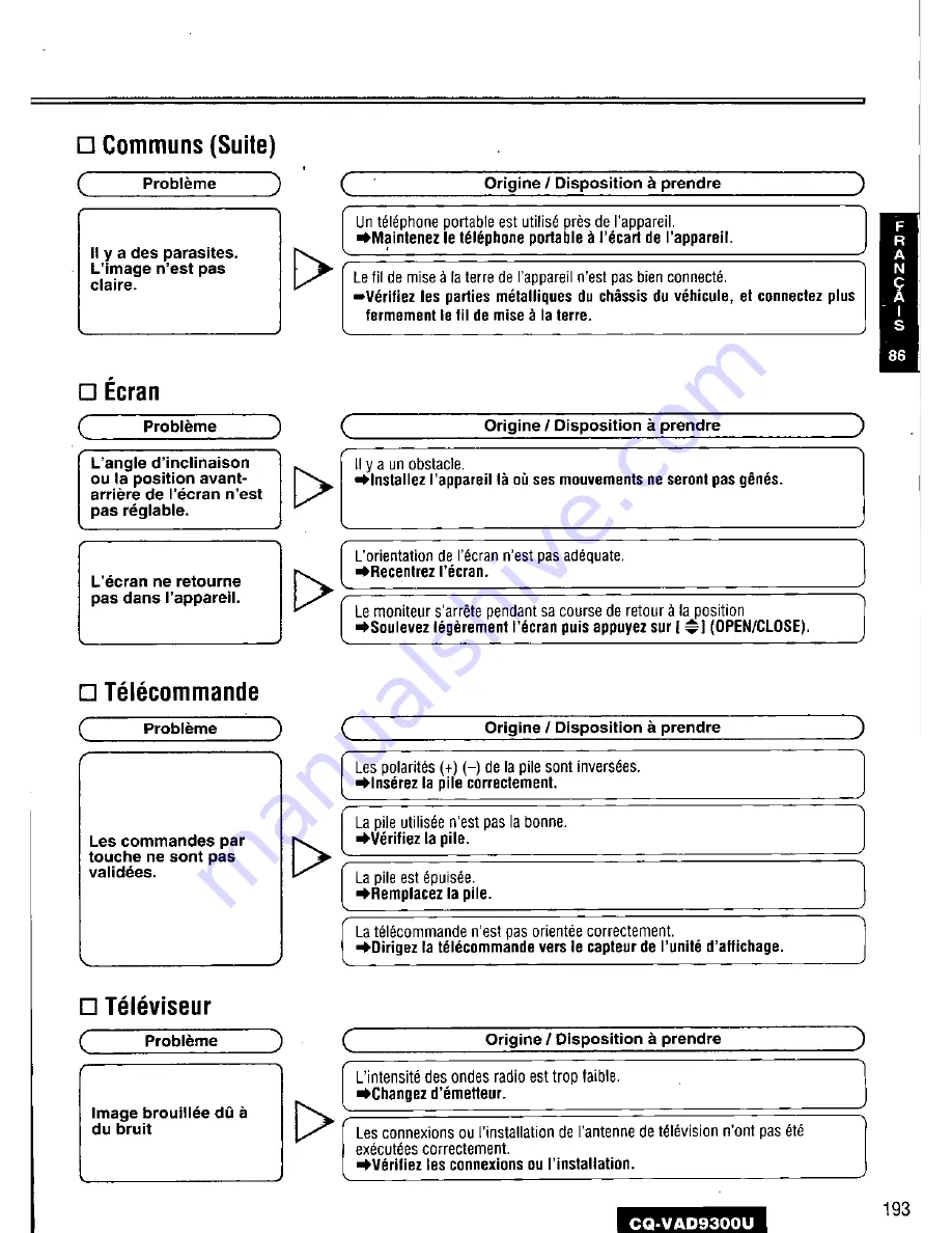 Panasonic CQ-VAD9300U Operating Manual Download Page 193