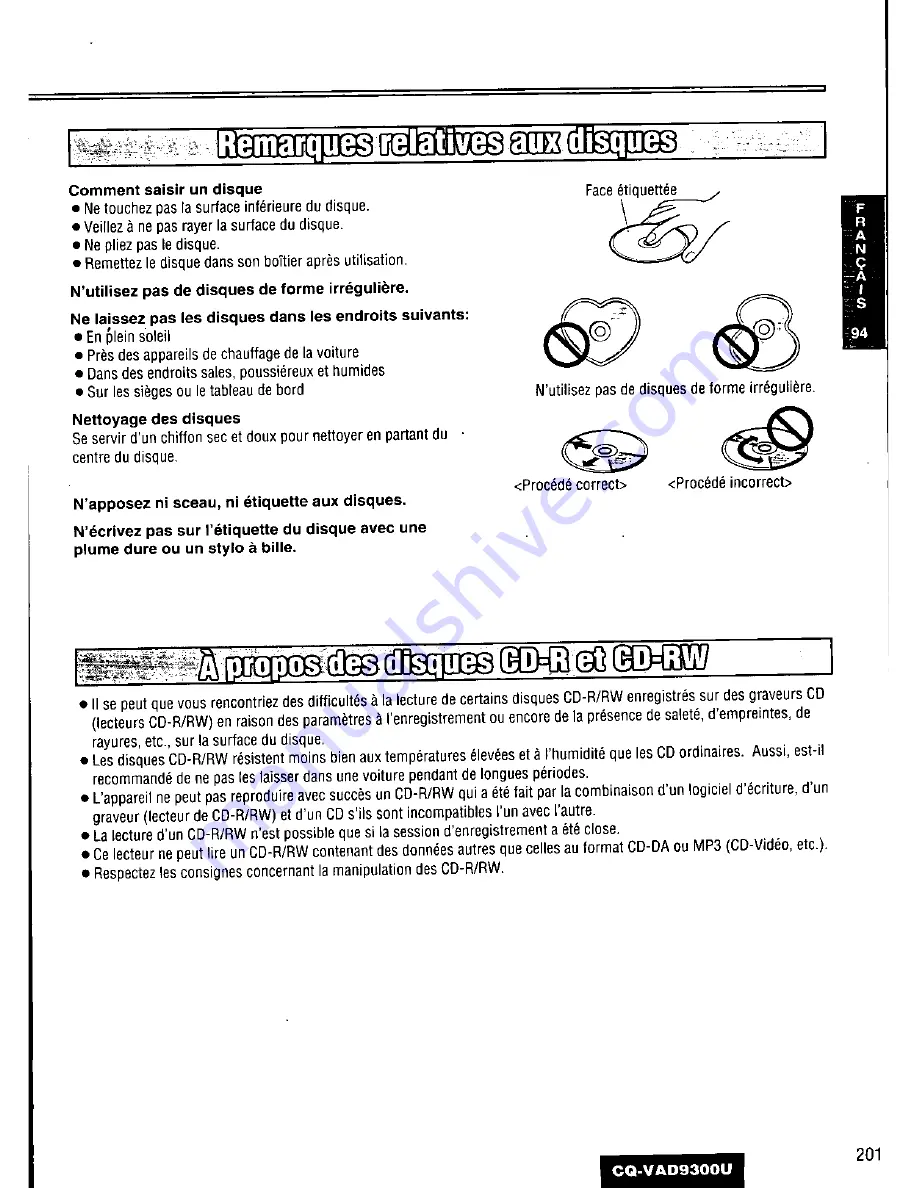 Panasonic CQ-VAD9300U Operating Manual Download Page 201