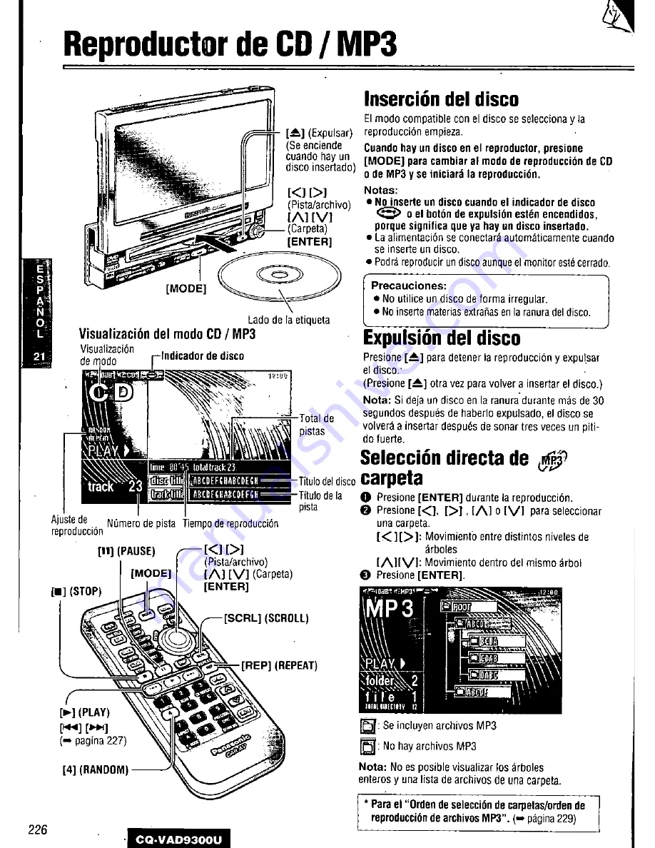 Panasonic CQ-VAD9300U Скачать руководство пользователя страница 226