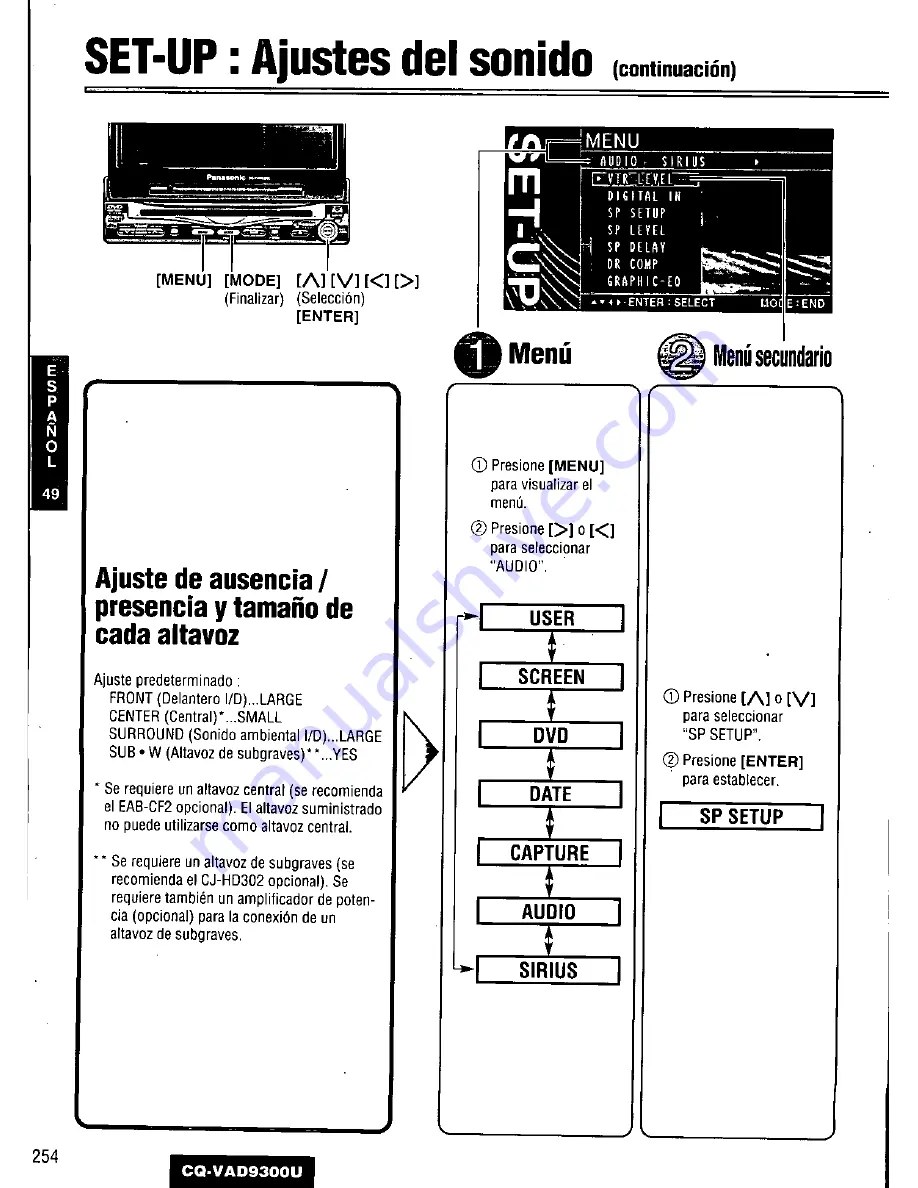 Panasonic CQ-VAD9300U Operating Manual Download Page 254