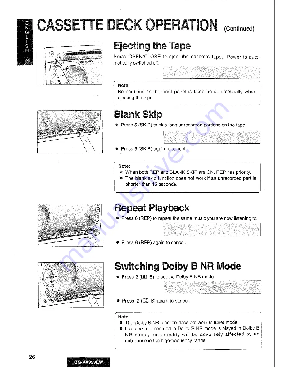 Panasonic CQ-VX999EW Operating Instructions Manual Download Page 26