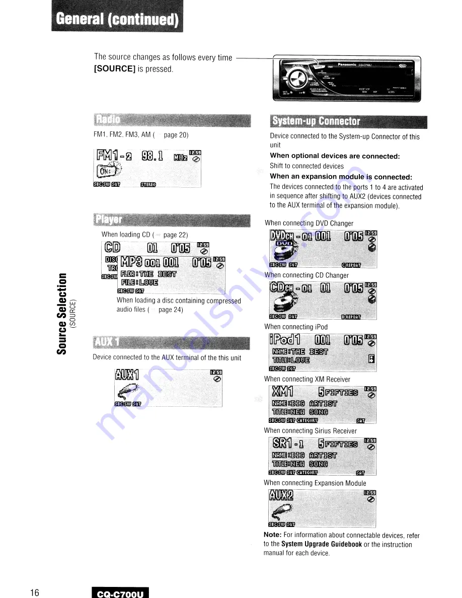 Panasonic CQC700U - AUTO RADIO/CD DECK Скачать руководство пользователя страница 16