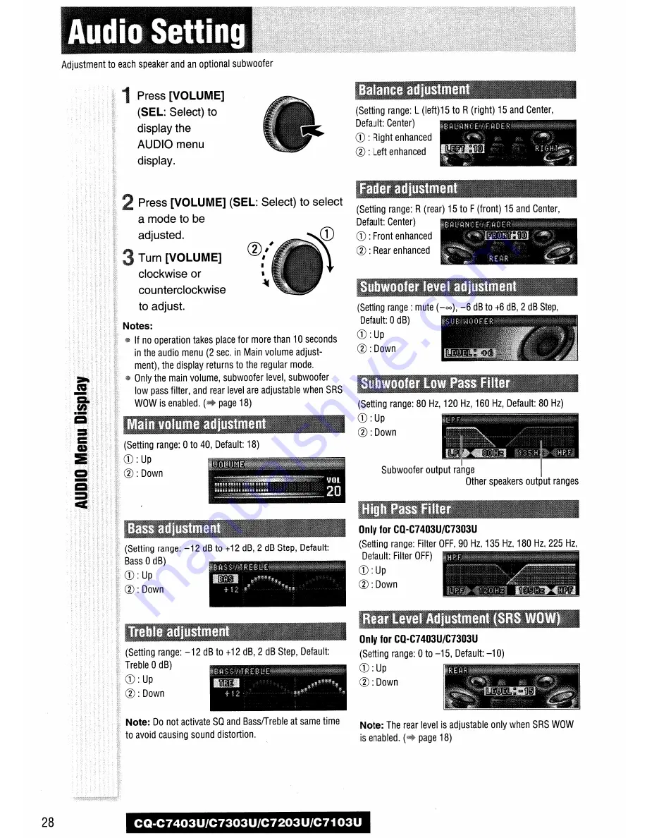 Panasonic CQC7103U - CAR AUDIO - MULTI-LANG Operating Instructions Manual Download Page 28