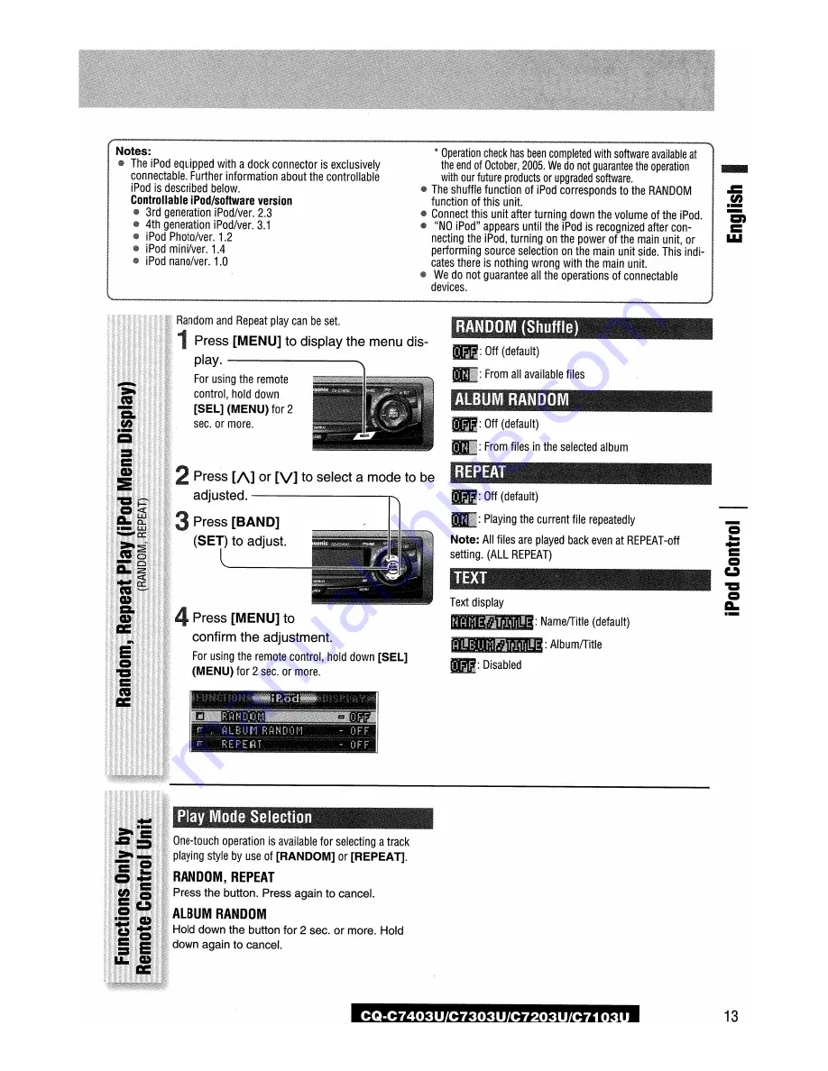 Panasonic CQC7103U - CAR AUDIO - MULTI-LANG Operating Instructions Manual Download Page 57