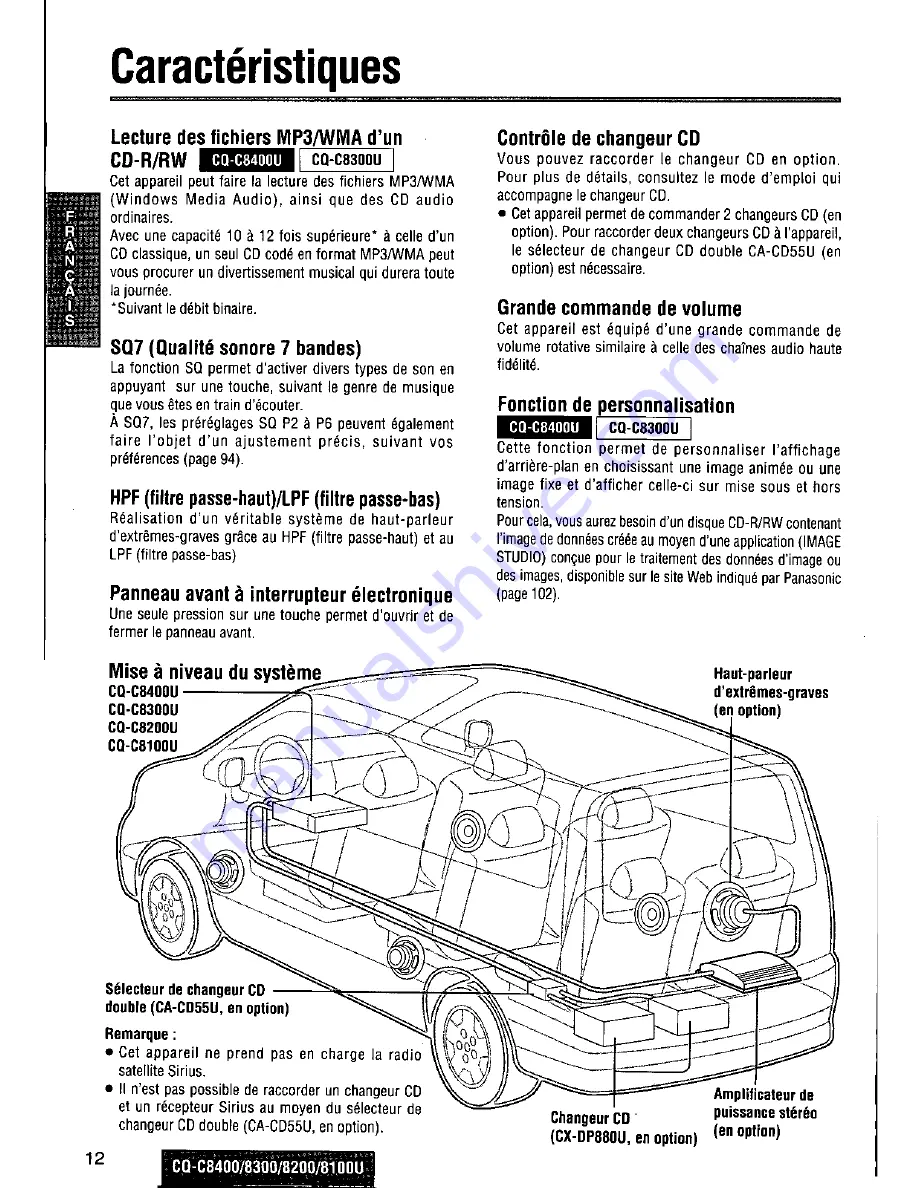 Panasonic CQC8100U - AUTO RADIO/CD DECK Operating Instructions Manual Download Page 12