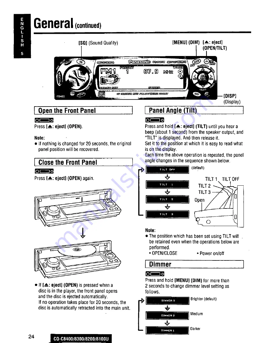 Panasonic CQC8100U - AUTO RADIO/CD DECK Operating Instructions Manual Download Page 24