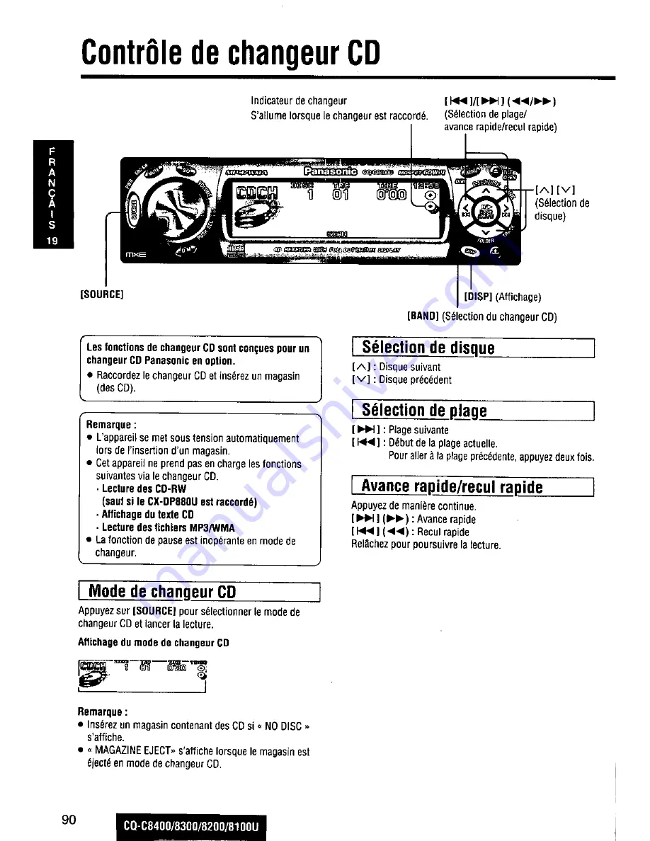 Panasonic CQC8100U - AUTO RADIO/CD DECK Operating Instructions Manual Download Page 90