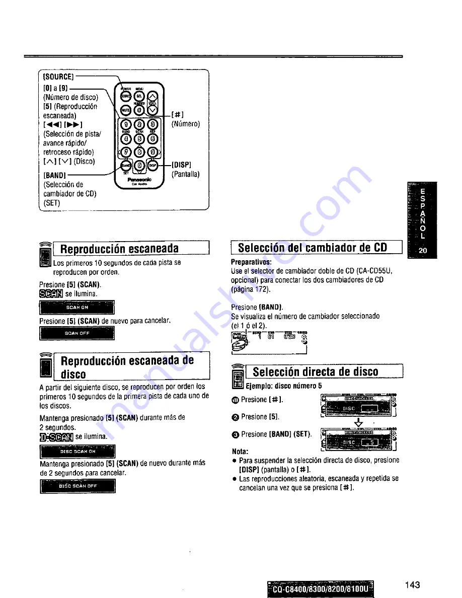 Panasonic CQC8100U - AUTO RADIO/CD DECK Operating Instructions Manual Download Page 143