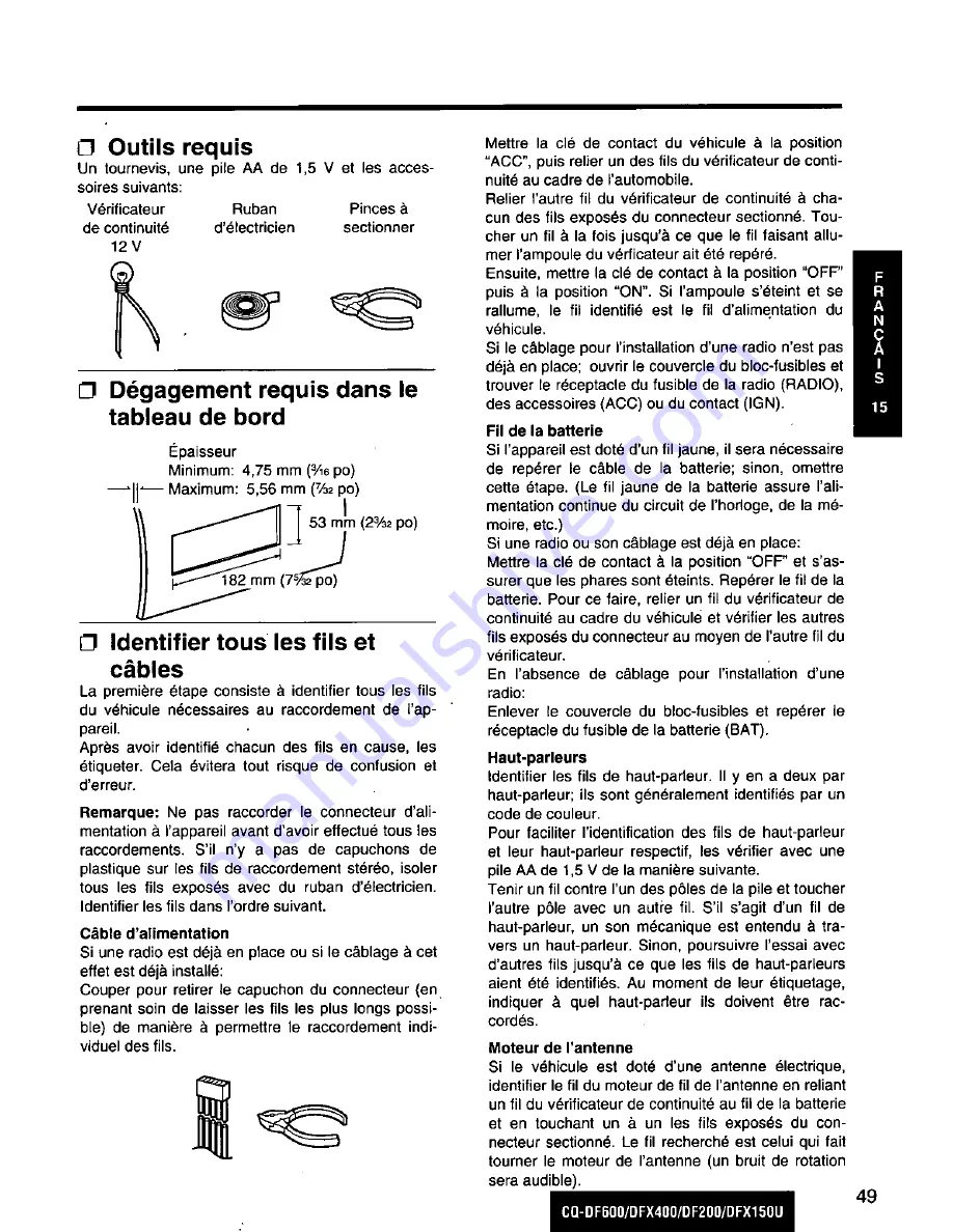 Panasonic CQDF200U - AUTO RADIO/CD DECK Operating Instructions Manual Download Page 49