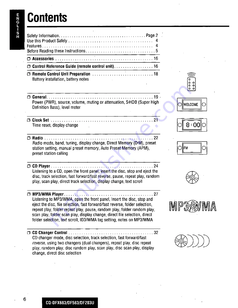 Panasonic CQDF203U - AUTO RADIO/CD DECK Скачать руководство пользователя страница 6