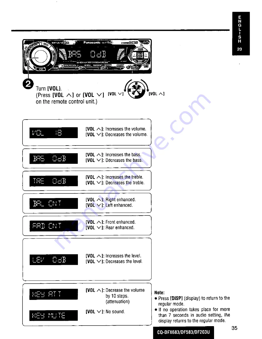 Panasonic CQDF203U - AUTO RADIO/CD DECK Скачать руководство пользователя страница 35