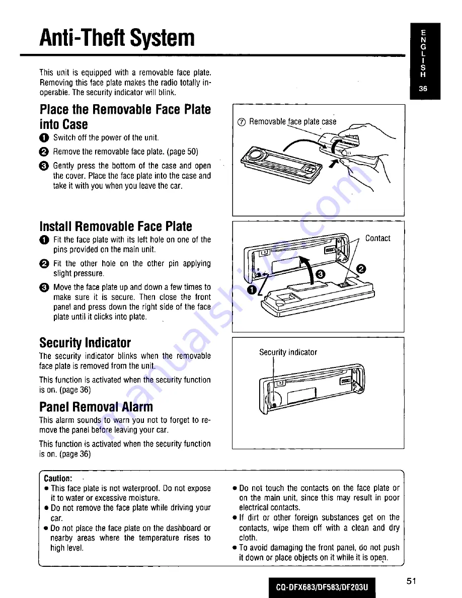 Panasonic CQDF203U - AUTO RADIO/CD DECK Operating Instructions Manual Download Page 51