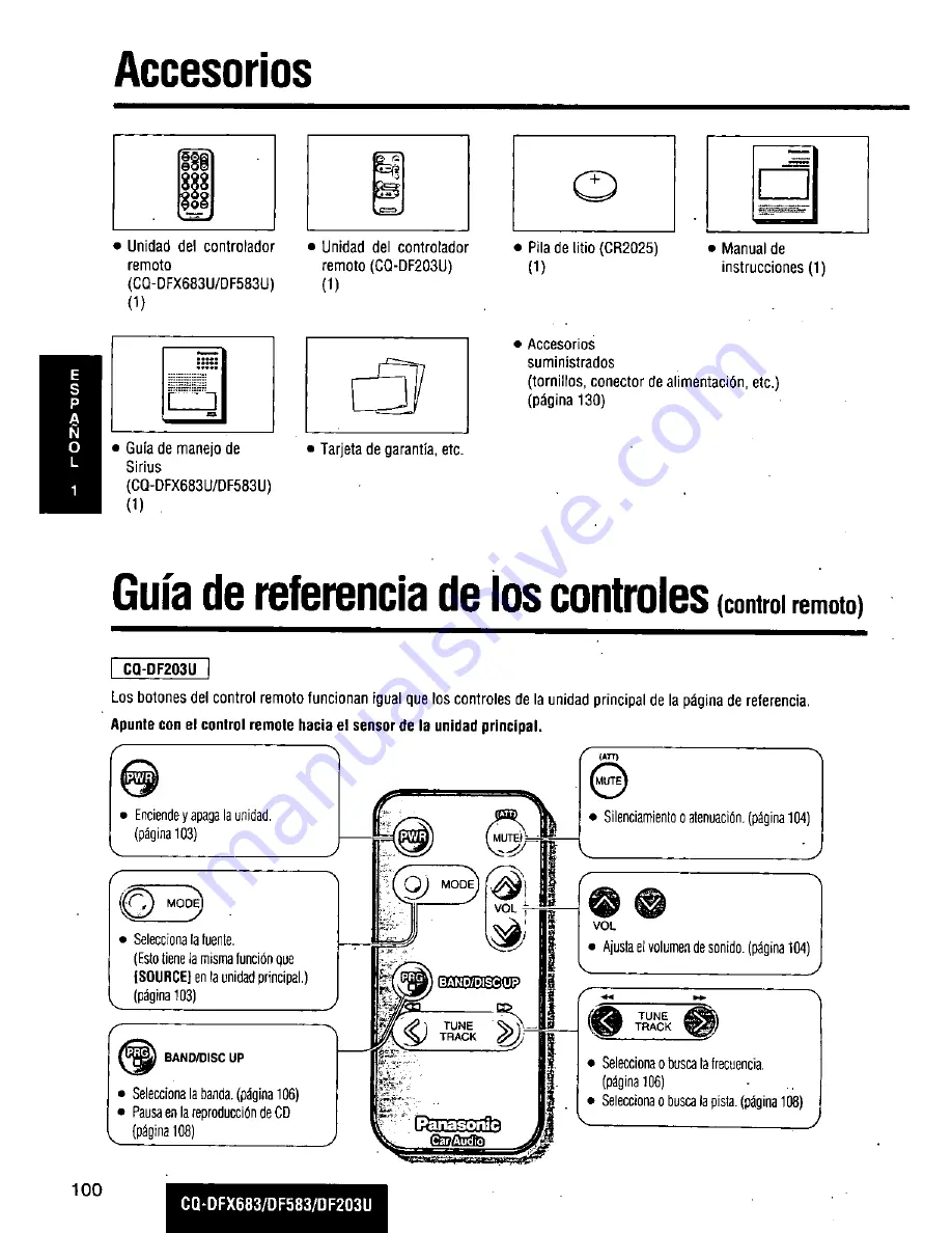 Panasonic CQDF203U - AUTO RADIO/CD DECK Скачать руководство пользователя страница 100