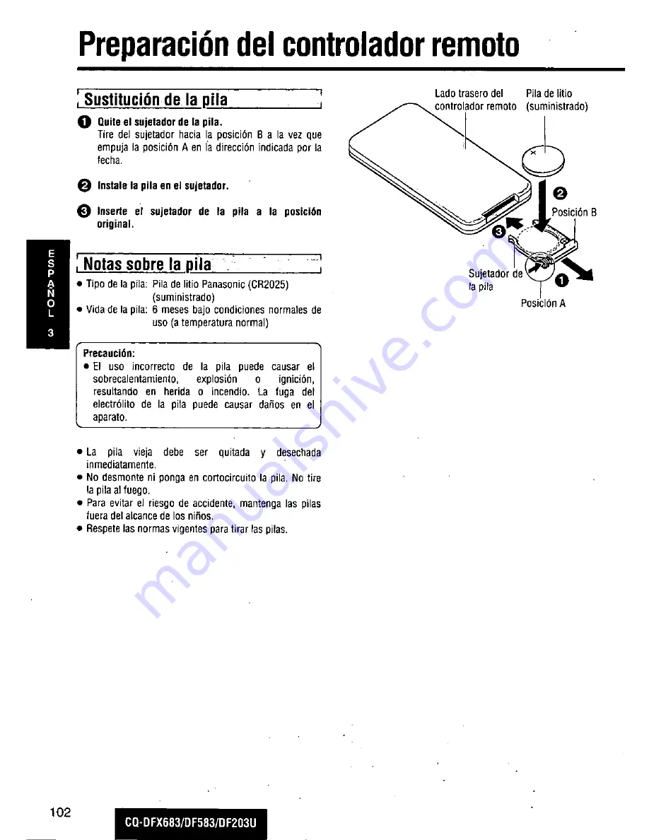 Panasonic CQDF203U - AUTO RADIO/CD DECK Скачать руководство пользователя страница 102