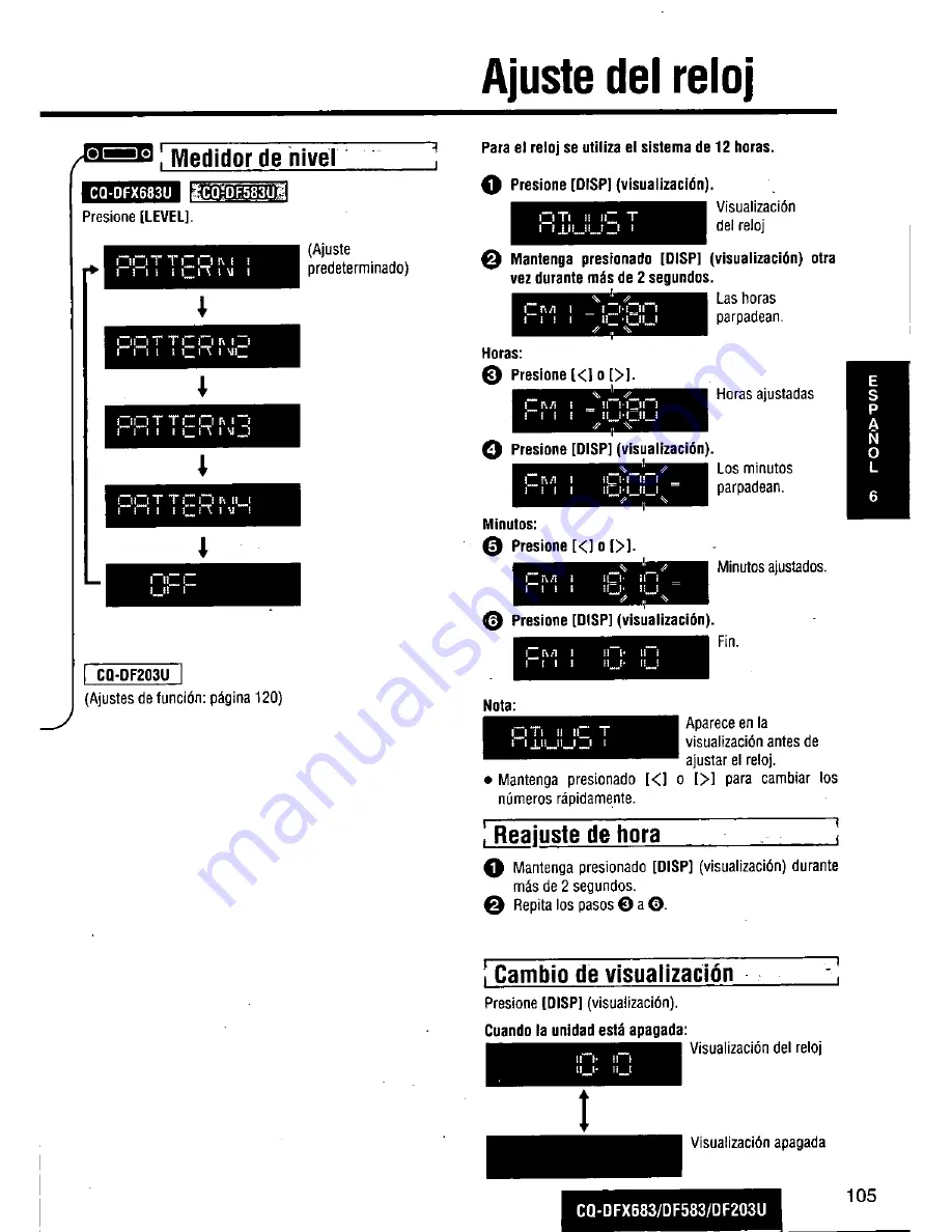 Panasonic CQDF203U - AUTO RADIO/CD DECK Operating Instructions Manual Download Page 105