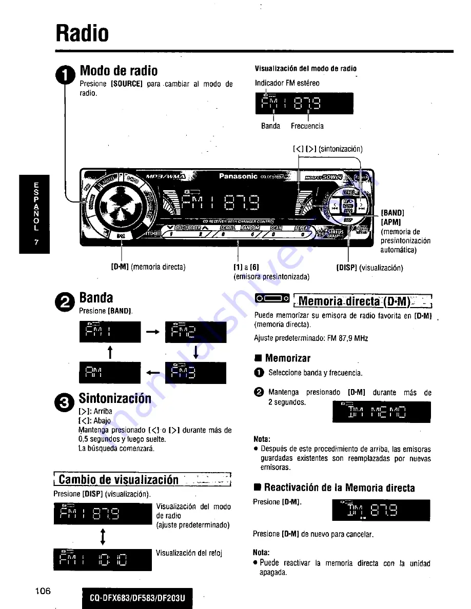 Panasonic CQDF203U - AUTO RADIO/CD DECK Скачать руководство пользователя страница 106