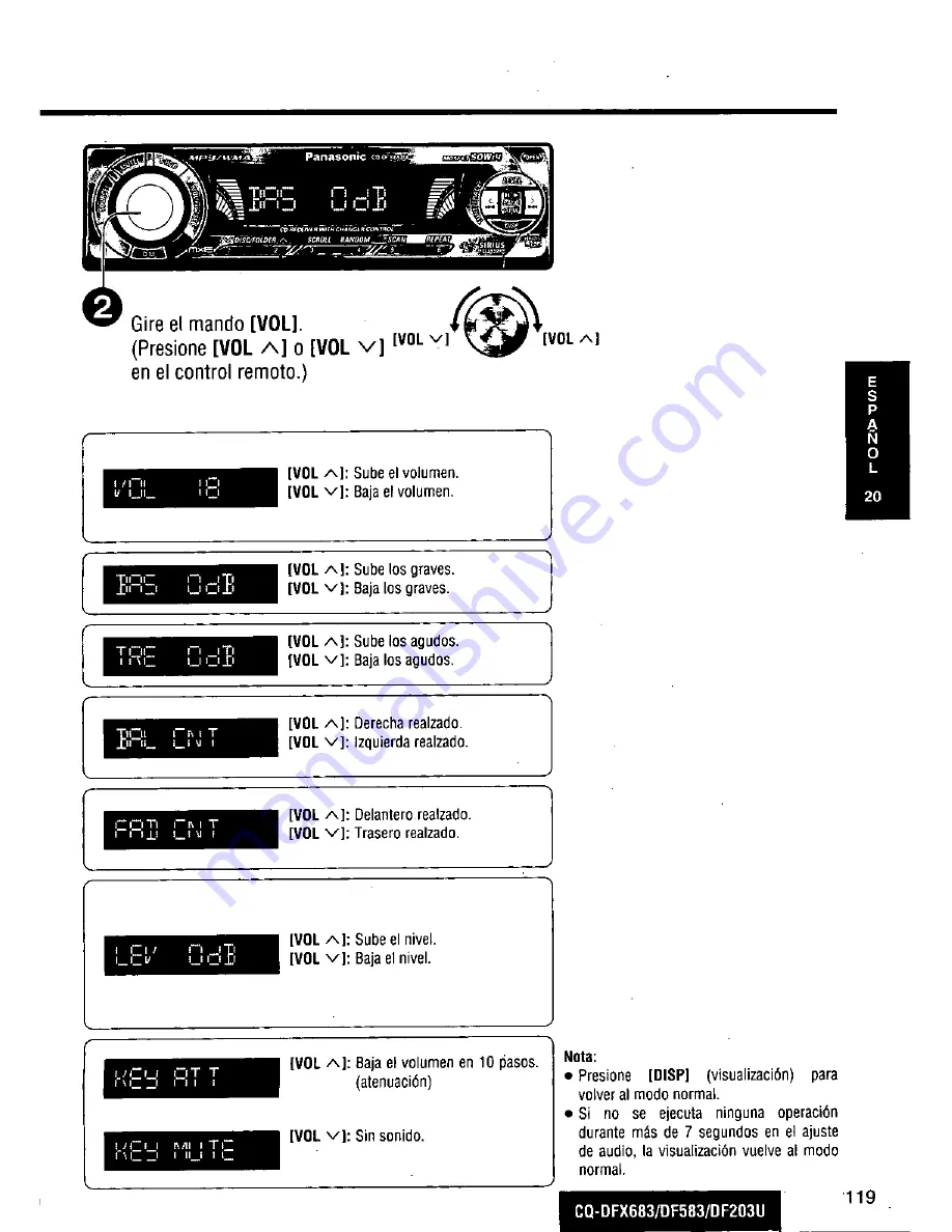 Panasonic CQDF203U - AUTO RADIO/CD DECK Скачать руководство пользователя страница 119