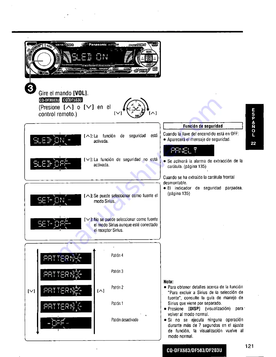 Panasonic CQDF203U - AUTO RADIO/CD DECK Скачать руководство пользователя страница 121