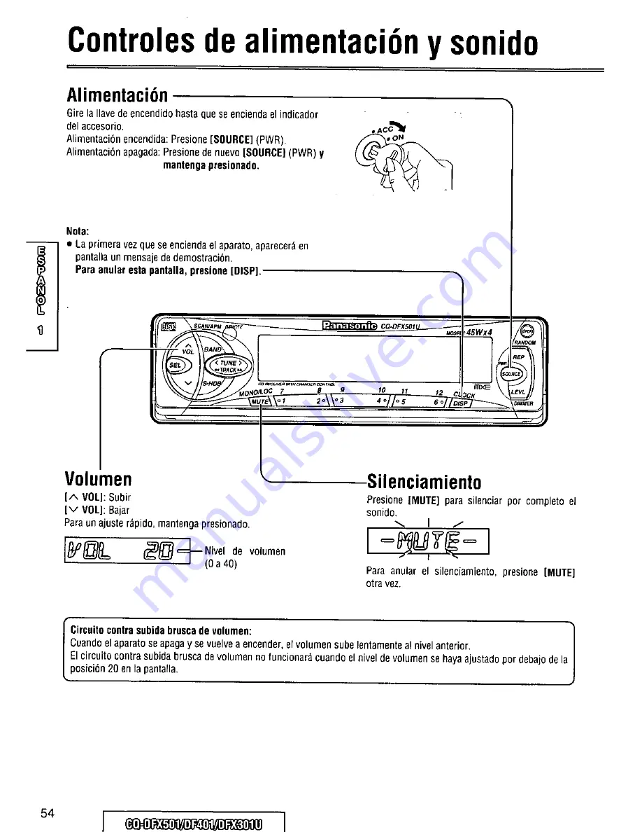 Panasonic CQDF401U - AUTO RADIO/CD DECK Operating Instructions Manual Download Page 54