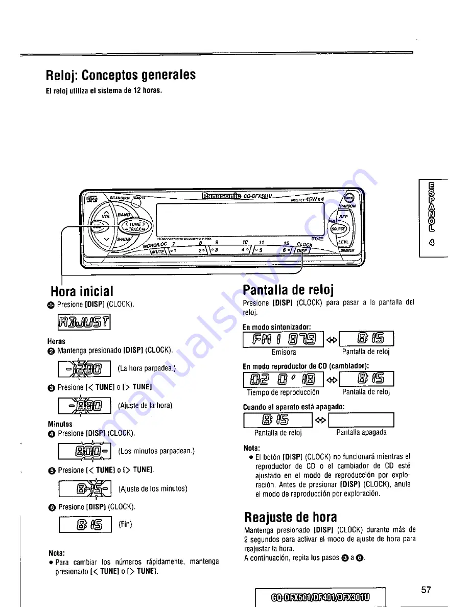 Panasonic CQDF401U - AUTO RADIO/CD DECK Operating Instructions Manual Download Page 57