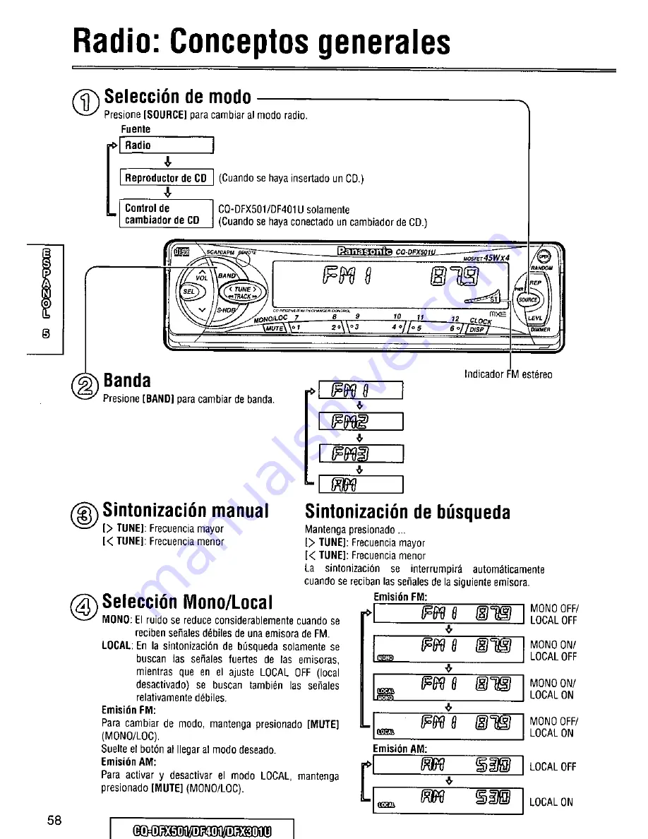 Panasonic CQDF401U - AUTO RADIO/CD DECK Скачать руководство пользователя страница 58