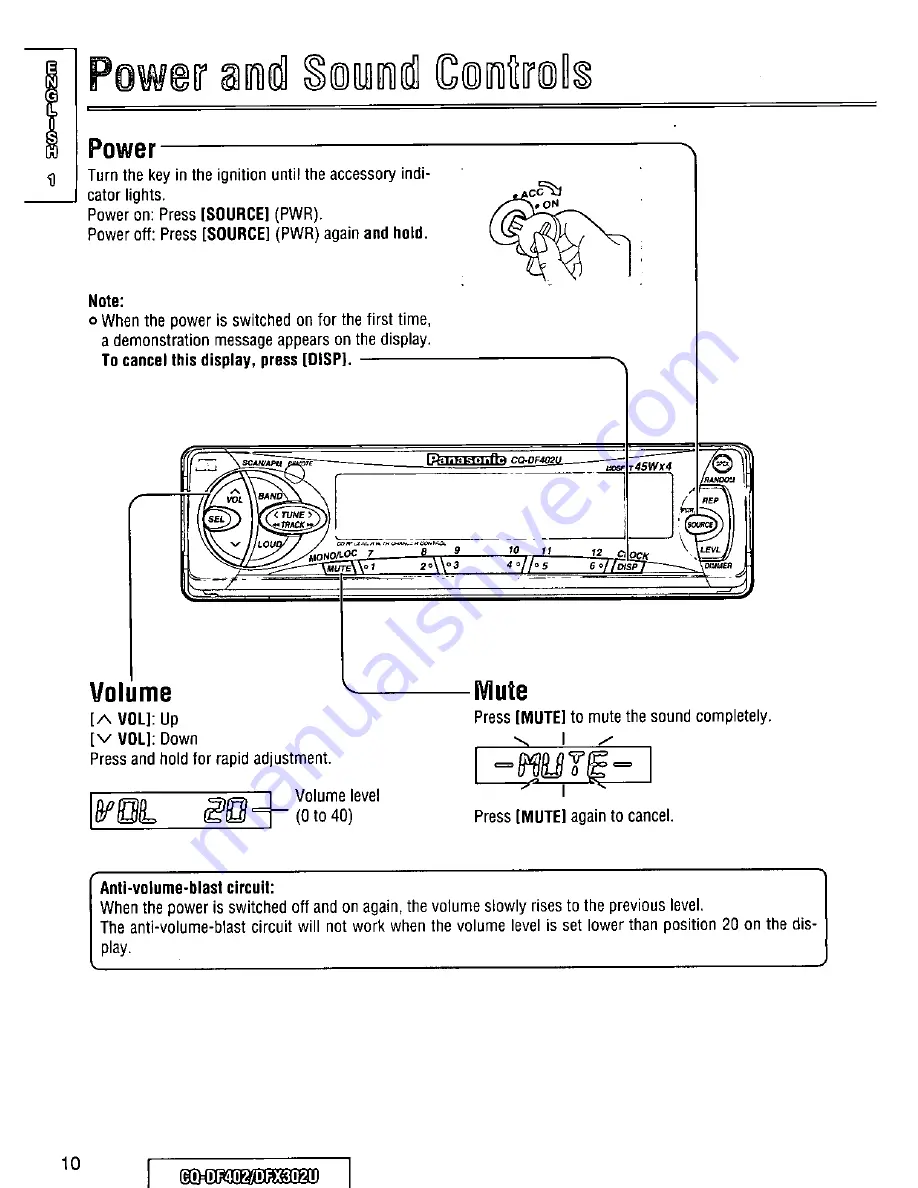 Panasonic CQDF402U - AUTO RADIO/CD DECK Operating Instructions Manual Download Page 10