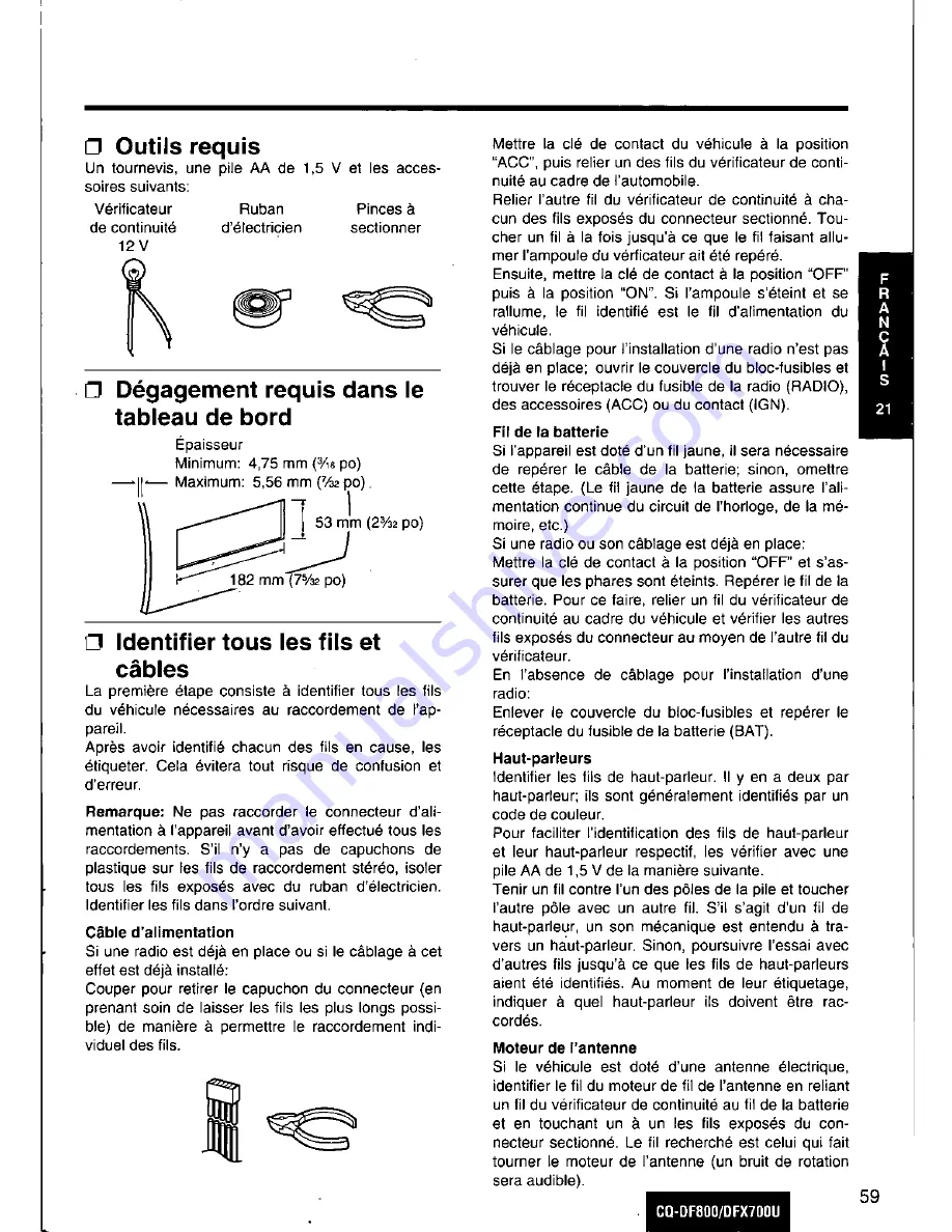 Panasonic CQDF800U - AUTO RADIO/CD DECK Operating Instructions Manual Download Page 59