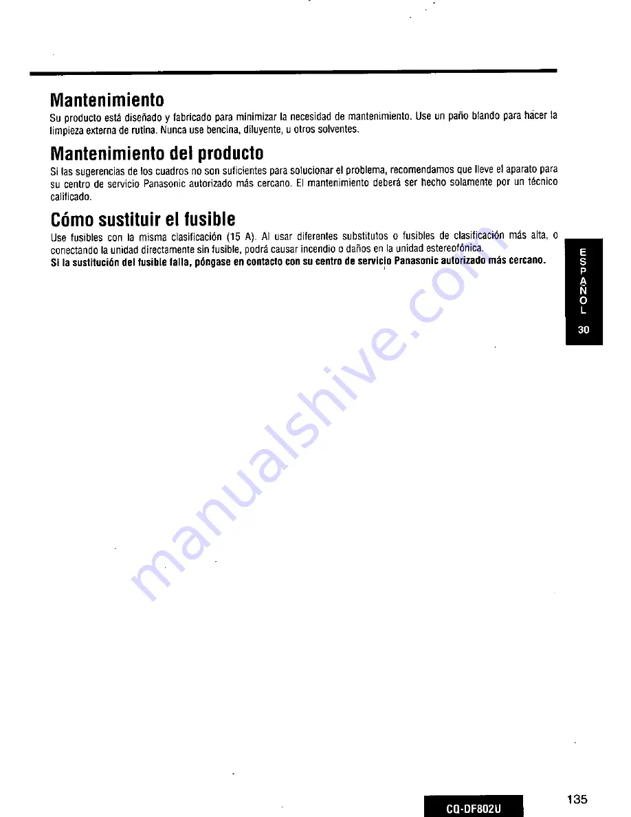 Panasonic CQDF802U - AUTO RADIO/CD DECK Operating Instructions Manual Download Page 135