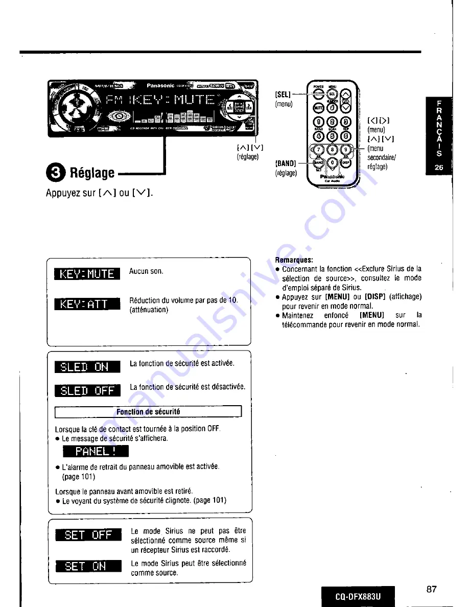 Panasonic CQDFX883U - AUTO RADIO/CD DECK Скачать руководство пользователя страница 87