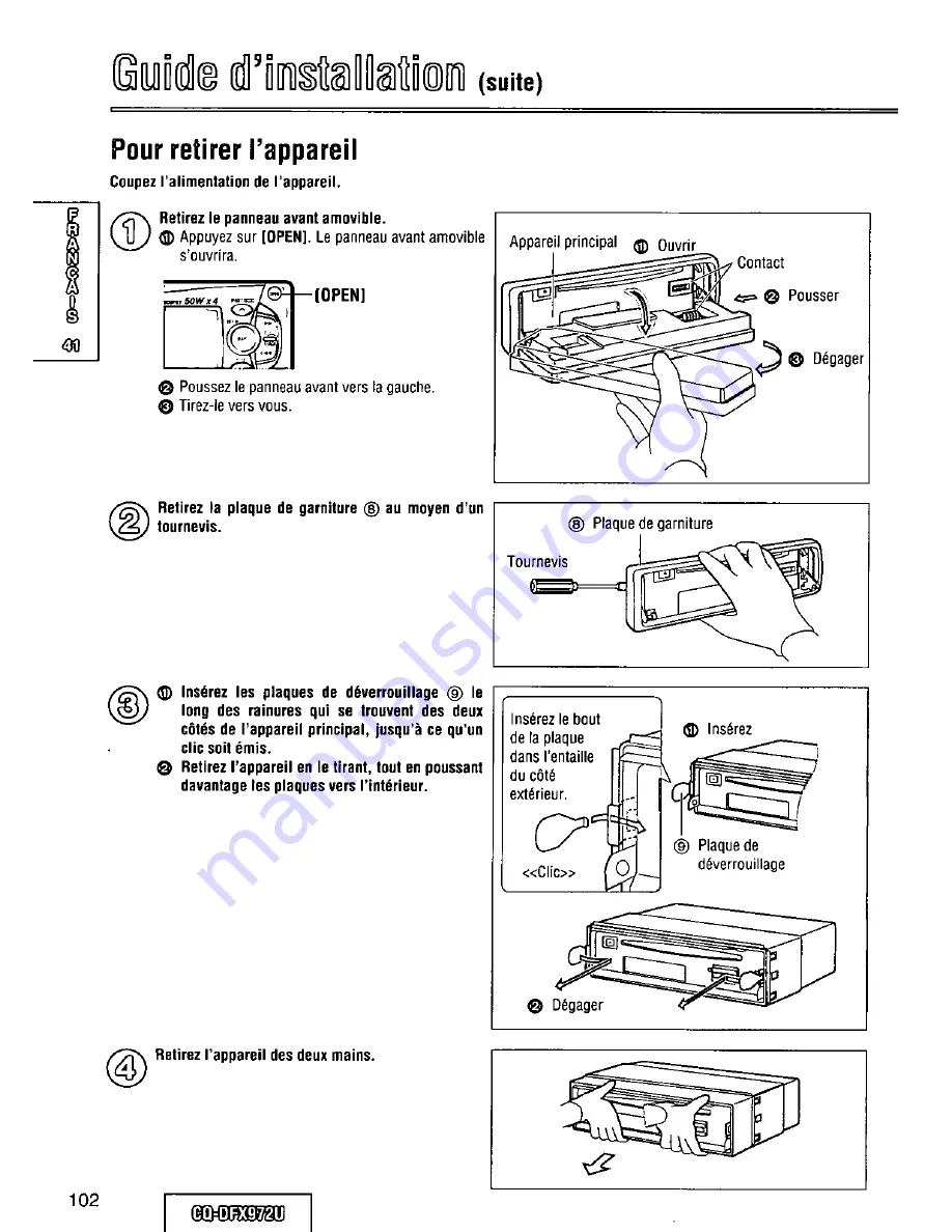 Panasonic CQDFX972U - AUTO RADIO/CD DECK Скачать руководство пользователя страница 102