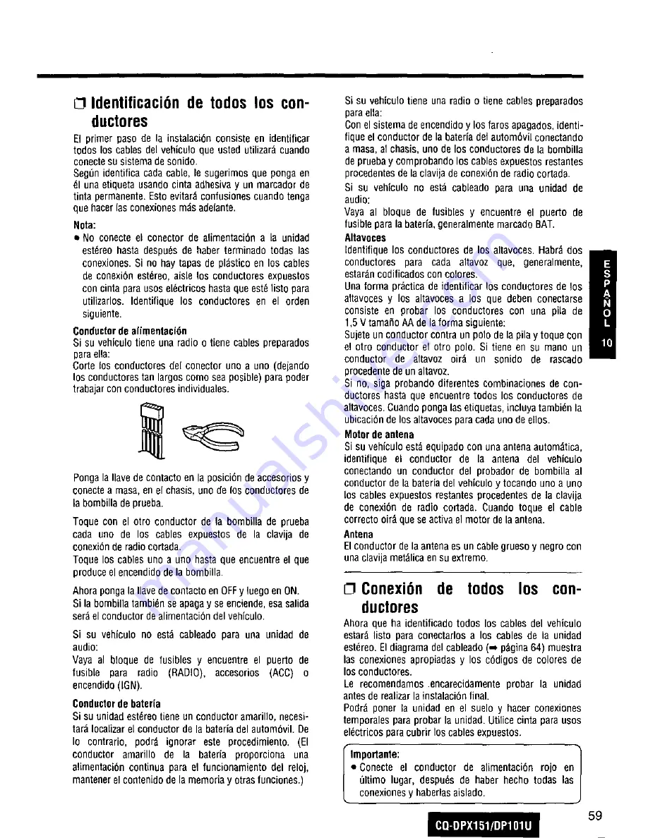 Panasonic CQDP101U - AUTO RADIO/CD DECK Operating Instructions Manual Download Page 59