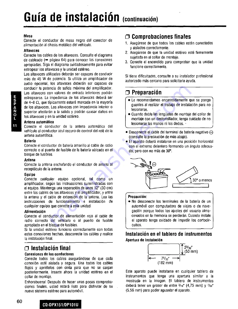 Panasonic CQDP101U - AUTO RADIO/CD DECK Operating Instructions Manual Download Page 60