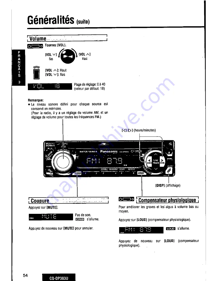 Panasonic CQDP383U - AUTO RADIO/CD DECK Скачать руководство пользователя страница 54