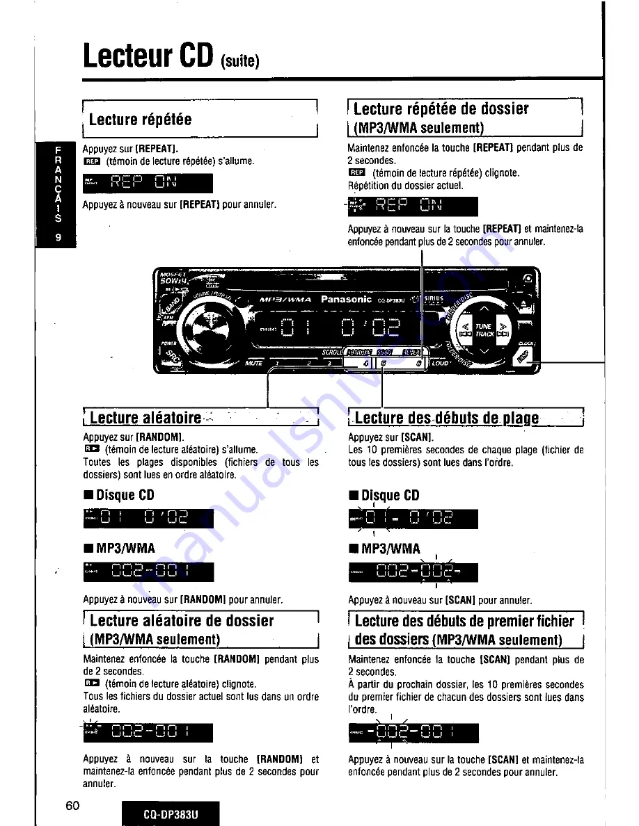 Panasonic CQDP383U - AUTO RADIO/CD DECK Скачать руководство пользователя страница 60