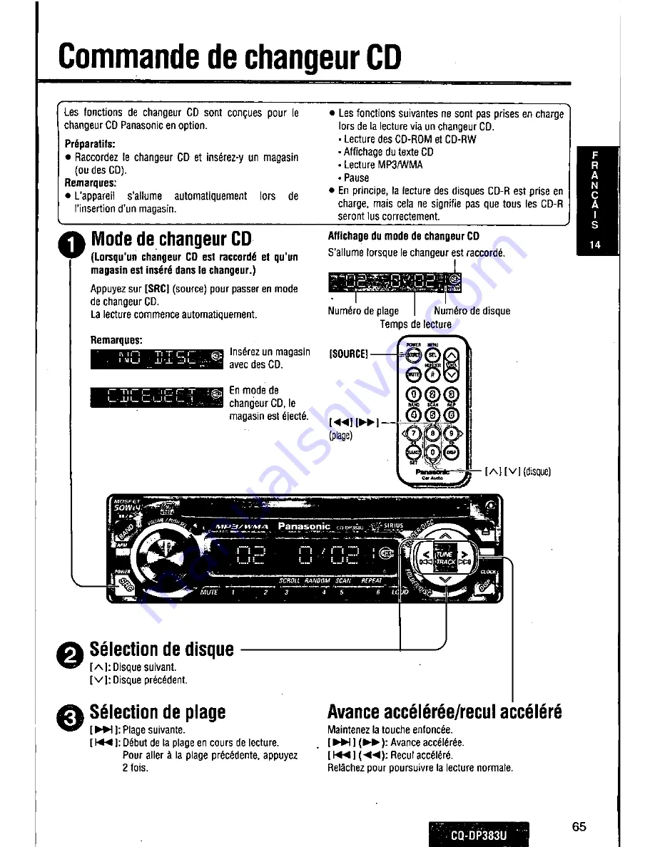 Panasonic CQDP383U - AUTO RADIO/CD DECK Скачать руководство пользователя страница 65