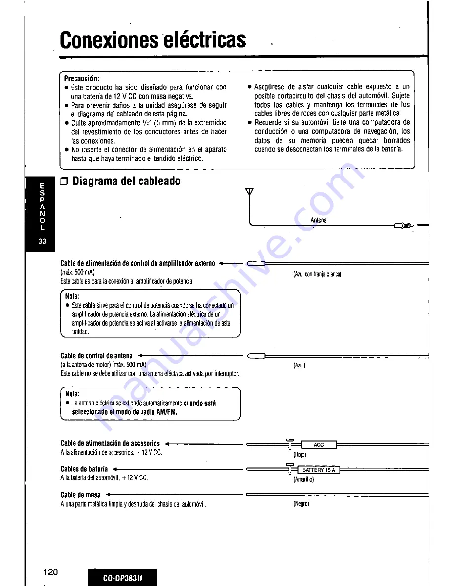 Panasonic CQDP383U - AUTO RADIO/CD DECK Operating Instructions Manual Download Page 120