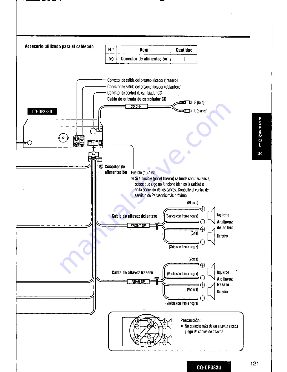 Panasonic CQDP383U - AUTO RADIO/CD DECK Скачать руководство пользователя страница 121