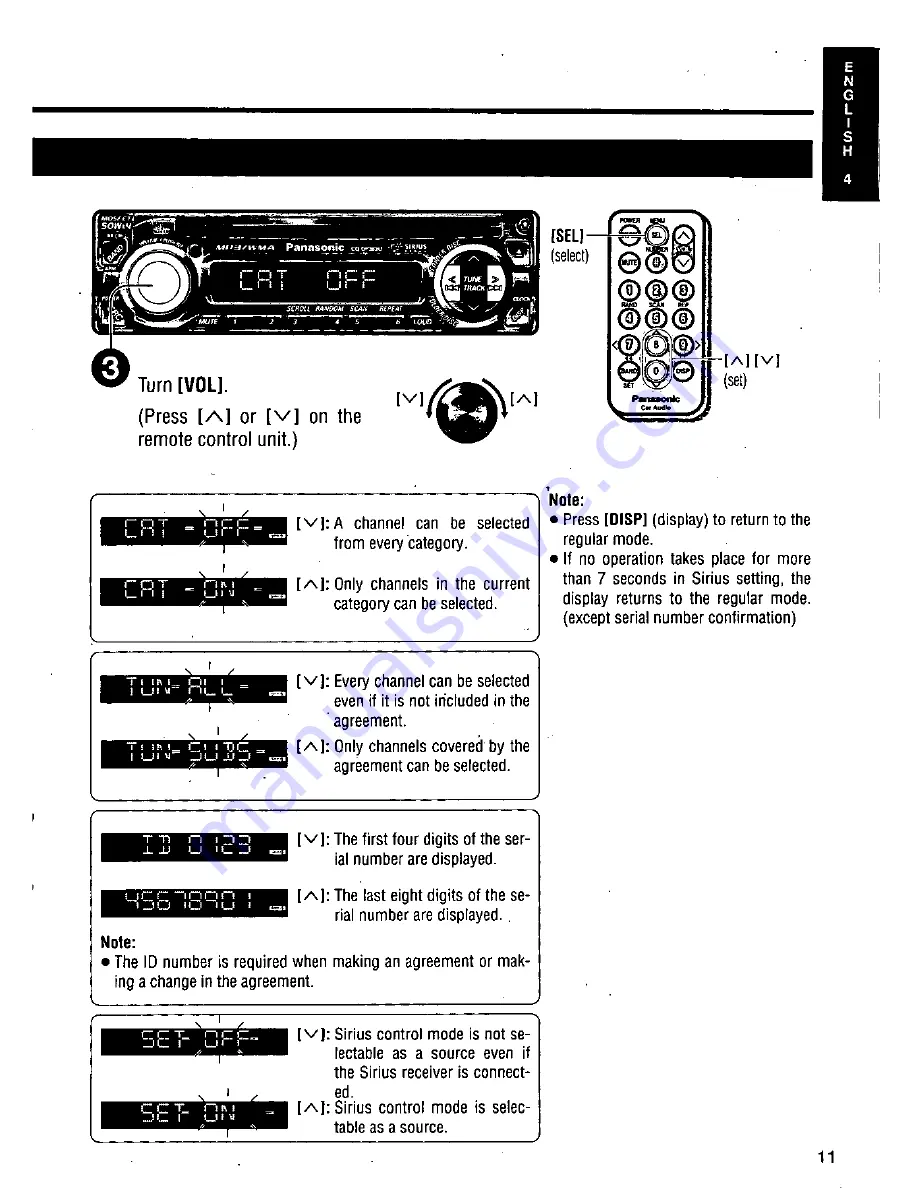 Panasonic CQDP383U - AUTO RADIO/CD DECK Скачать руководство пользователя страница 11