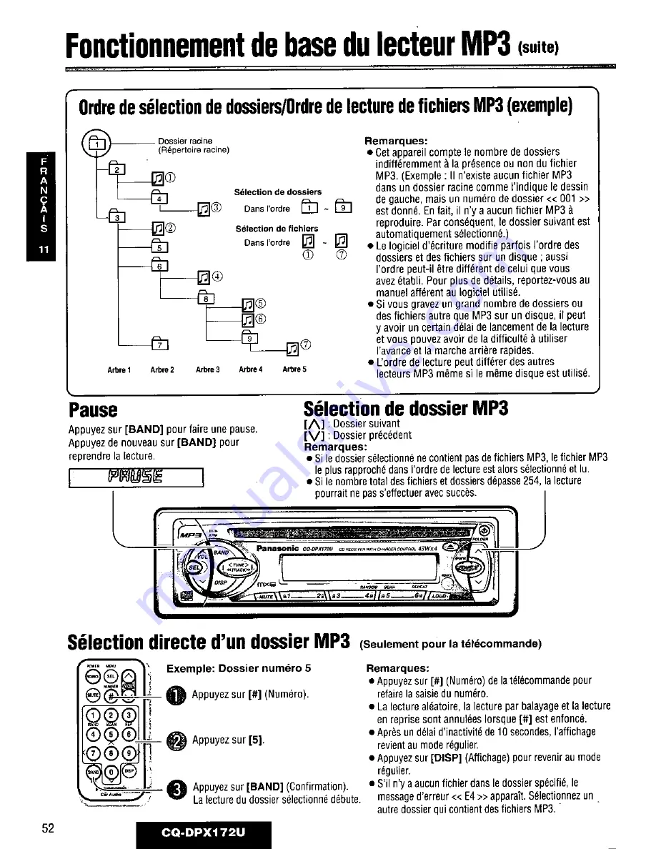 Panasonic CQDPX172U - AUTO RADIO/CD DECK Скачать руководство пользователя страница 52