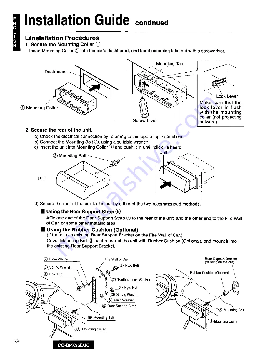 Panasonic CQDPX95EUC - AUTO RADIO/CD DECK Operating Instructions Manual Download Page 28