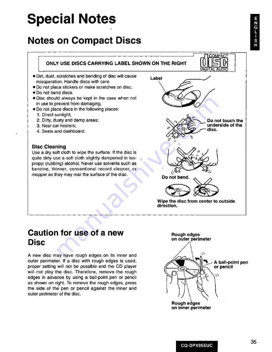 Panasonic CQDPX95EUC - AUTO RADIO/CD DECK Operating Instructions Manual Download Page 35