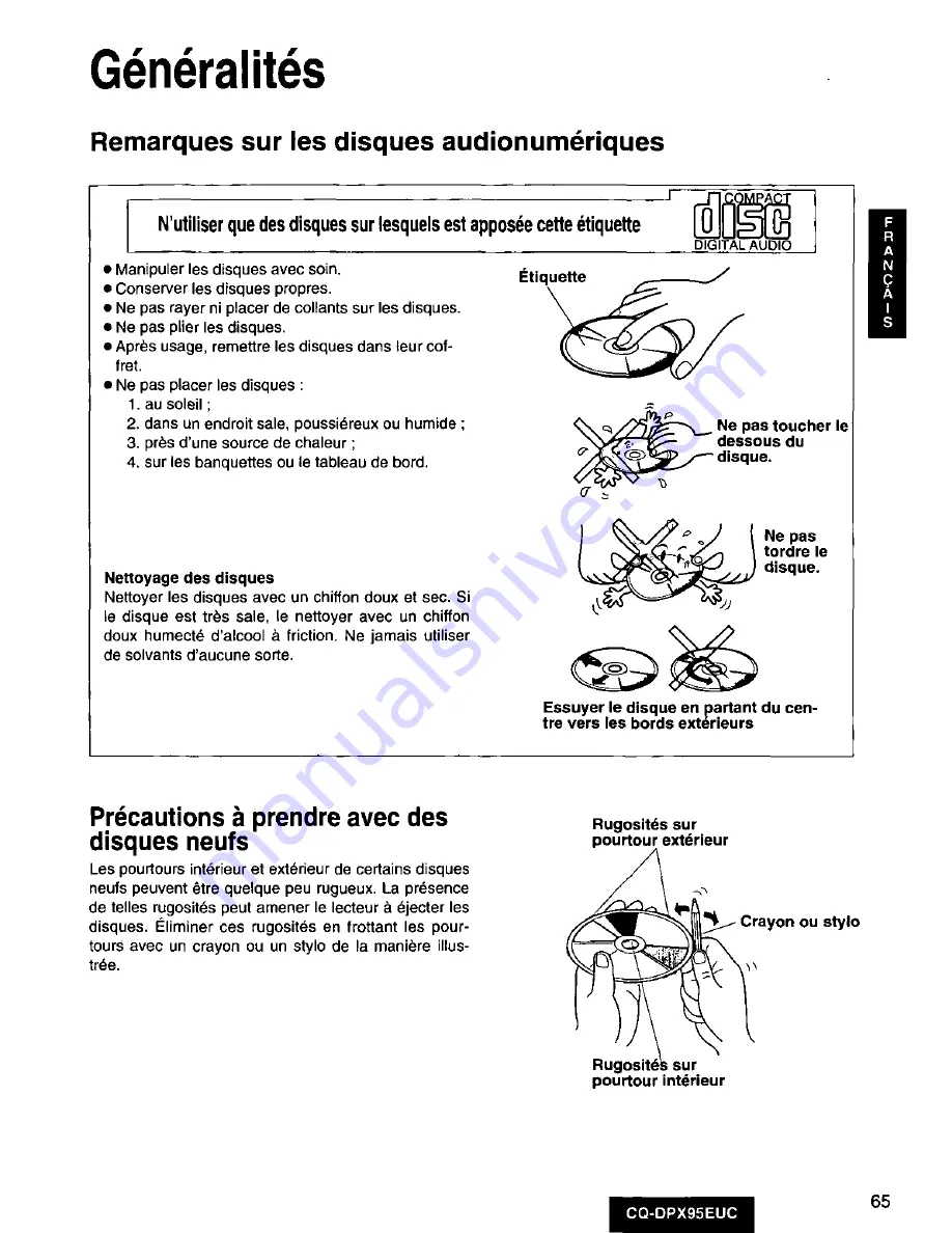 Panasonic CQDPX95EUC - AUTO RADIO/CD DECK Скачать руководство пользователя страница 65