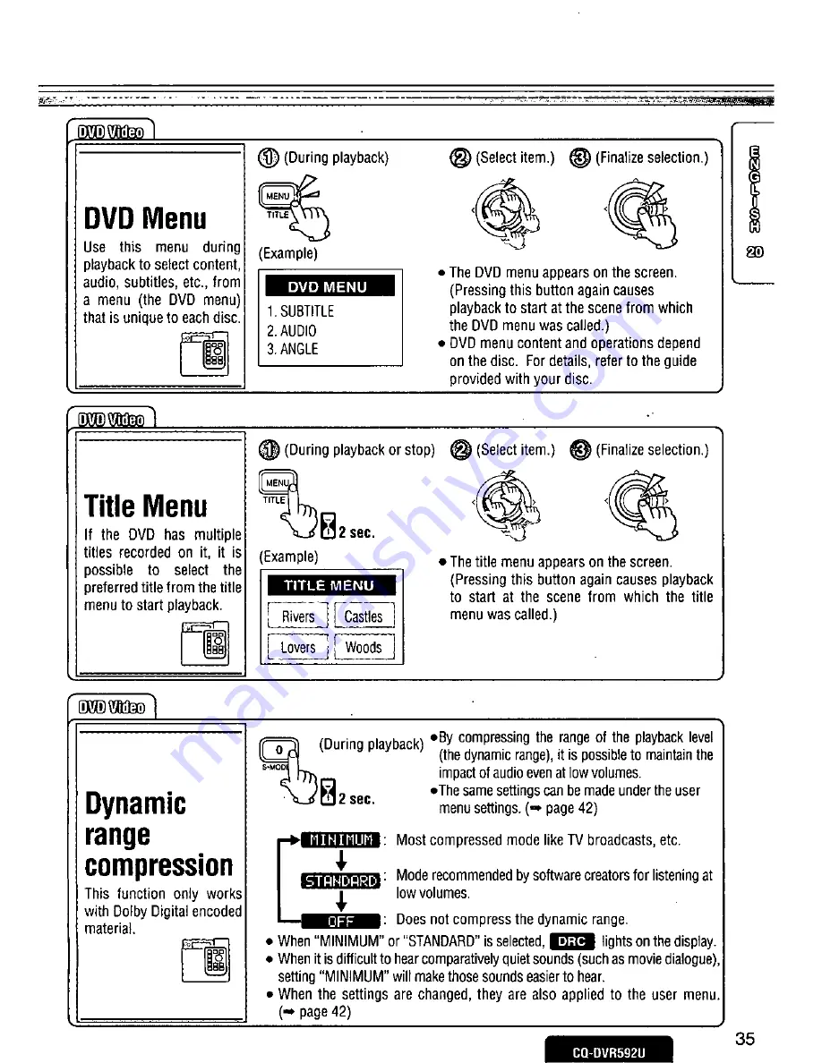 Panasonic CQDVR592 - CAR AUDIO Operating Instructions Manual Download Page 35