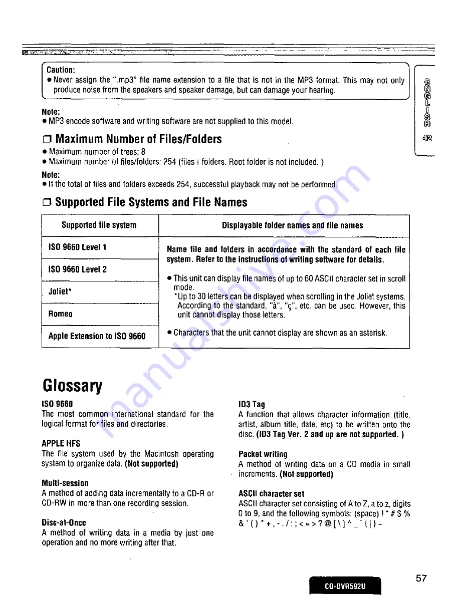 Panasonic CQDVR592 - CAR AUDIO Operating Instructions Manual Download Page 57