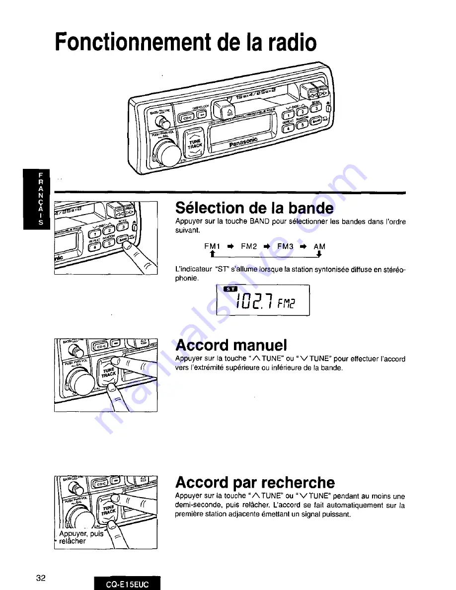 Panasonic CQE15EUC - AUTO RADIO/CASSETTE Скачать руководство пользователя страница 32