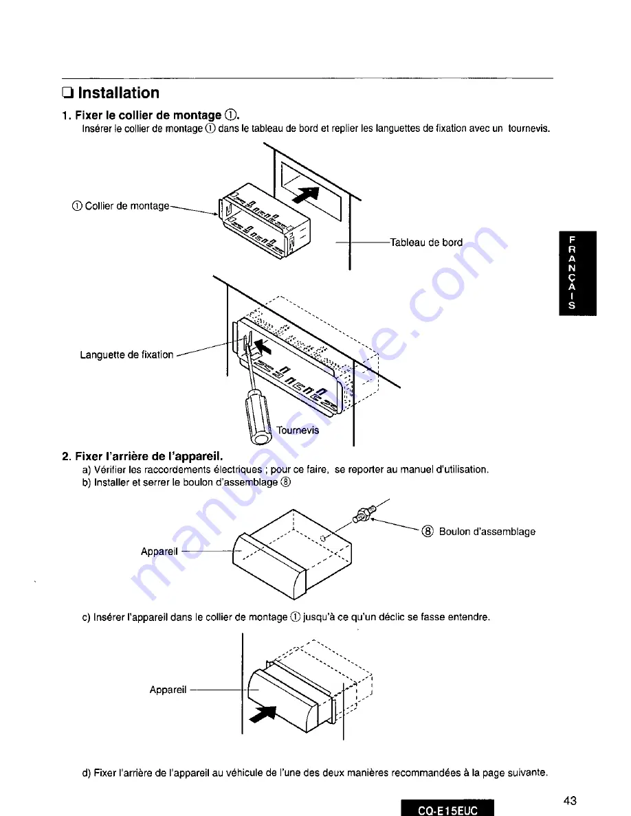 Panasonic CQE15EUC - AUTO RADIO/CASSETTE Скачать руководство пользователя страница 43