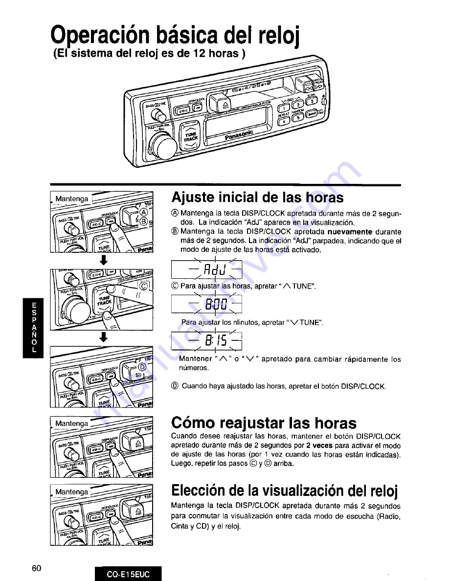 Panasonic CQE15EUC - AUTO RADIO/CASSETTE Скачать руководство пользователя страница 60