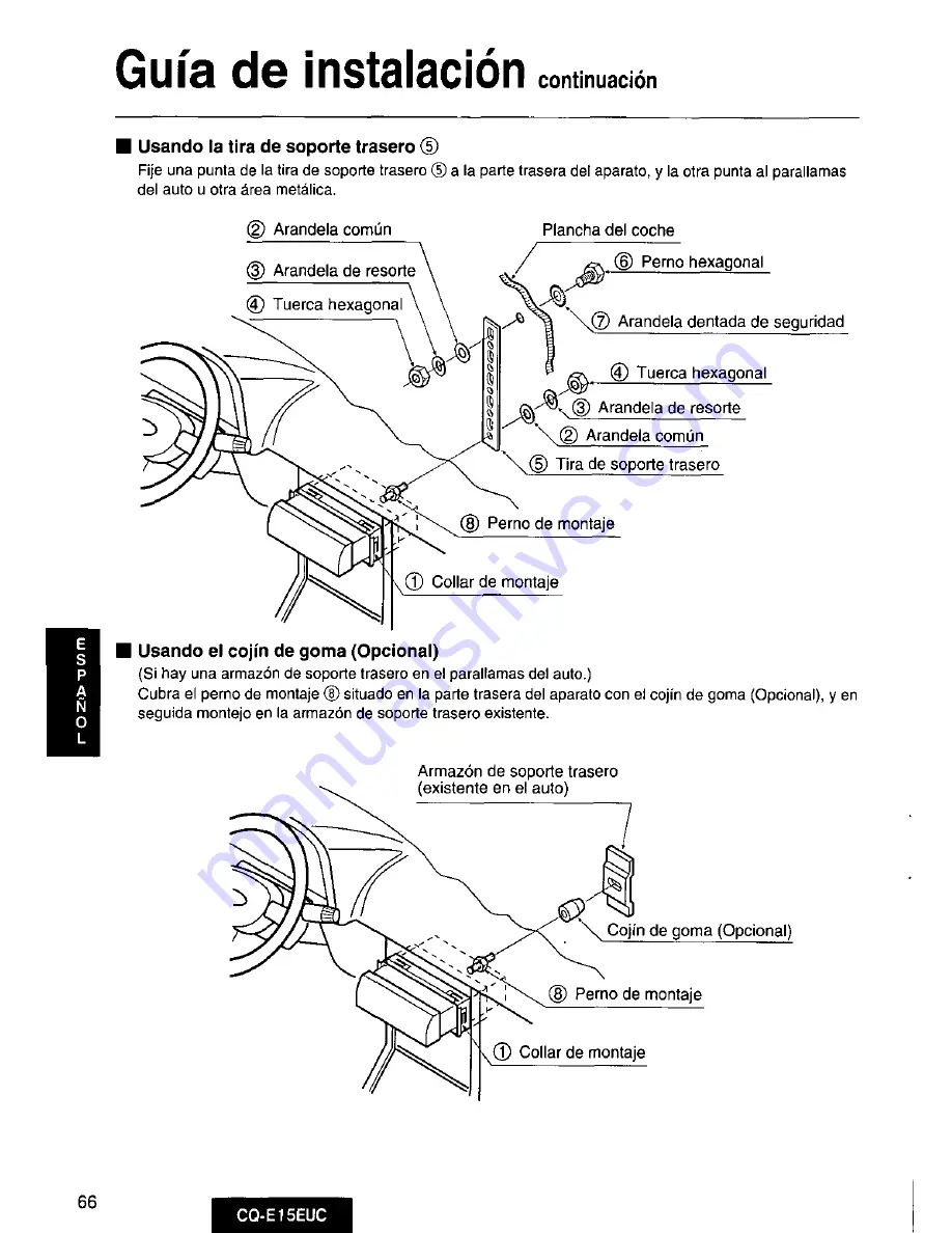 Panasonic CQE15EUC - AUTO RADIO/CASSETTE Скачать руководство пользователя страница 66