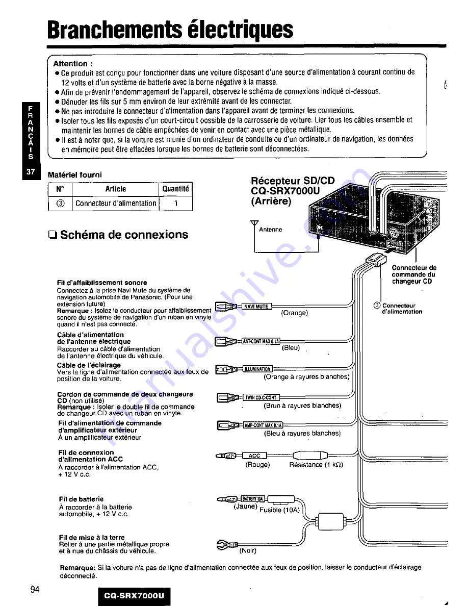 Panasonic CQSRX7000U - SD CAR AUDIO Operating Instructions Manual Download Page 94